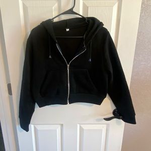 Black Zip Up Hoodie with Pockets